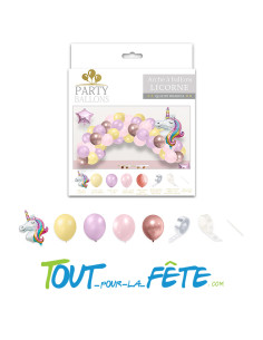 Kit complet arche de ballons Licorne 40 ballons