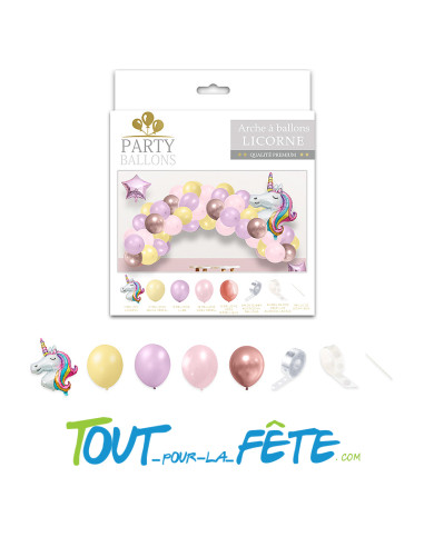 Kit complet arche de ballons Licorne 40 ballons