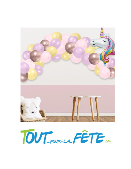 Kit complet arche de ballons Licorne 40 ballons