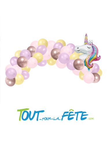Kit complet arche de ballons Licorne 40 ballons