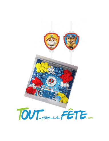 4 pailles en carton Pat'Patrouille