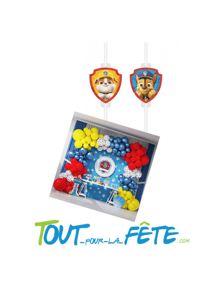 4 pailles en carton Pat'Patrouille