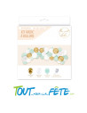 Kit de 40 ballons baby shower couleur blanc bleu menthe et or