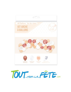 Kit de 40 ballons couleur rose gold blanc et pêche