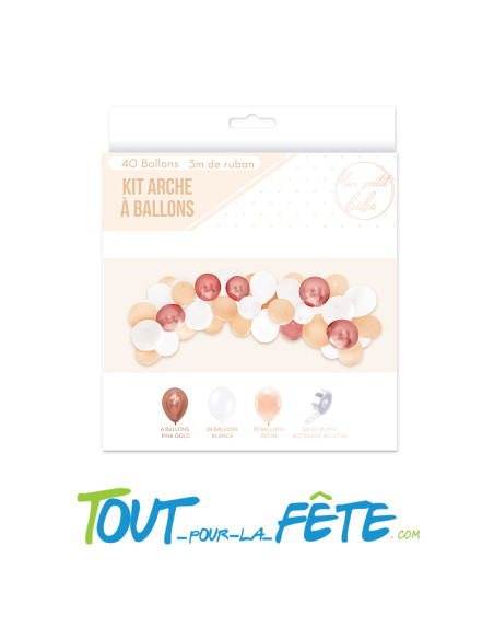 Kit de 40 ballons couleur rose gold blanc et pêche