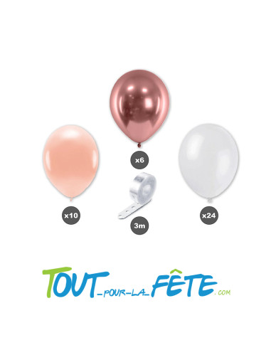 Kit de 40 ballons couleur rose gold blanc et pêche