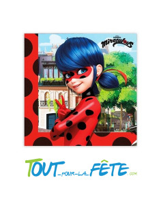 Lot de 20 serviettes en papier Miraculous Lady Bug