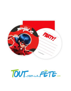 Lot de 8 invitations et enveloppes Miraculous Lady bug