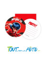 Lot de 8 invitations et enveloppes Miraculous Lady bug