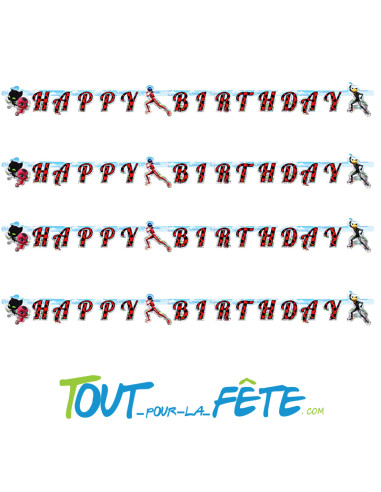 1 guirlande en carton Happy birthday Miraculous Lady bug