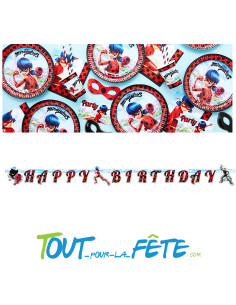 1 guirlande en carton Happy birthday Miraculous Lady bug 2