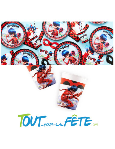 Lot de 8 gobelets en carton Miraculous Lady Bug