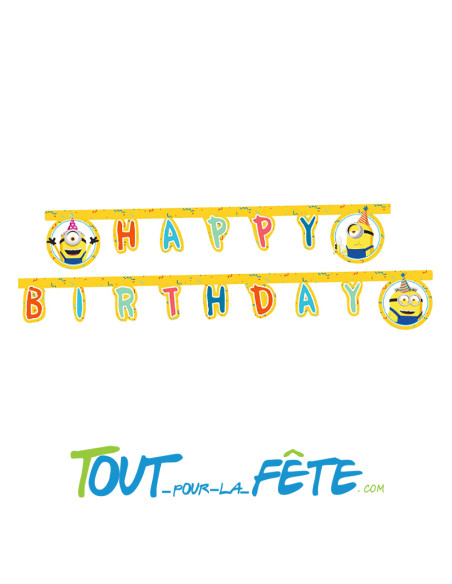 Guirlande happy birthday Les Minions illumination 2 m