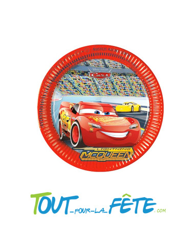 Lot de 8 assiettes Cars Disney Pixar Flash McQueen