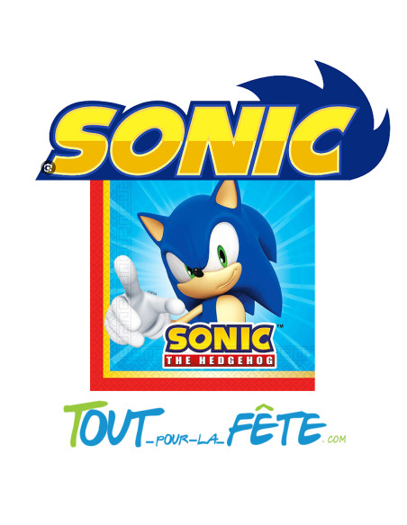Lot de 20 serviettes Sonic L'hérisson 33 cm