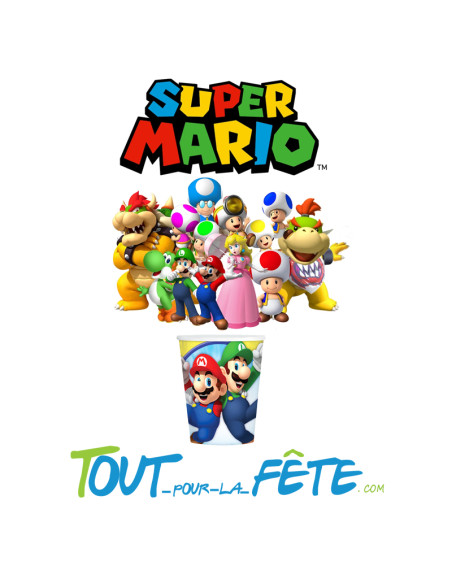 Lot de 8 gobelets Super Mario © 23 cm