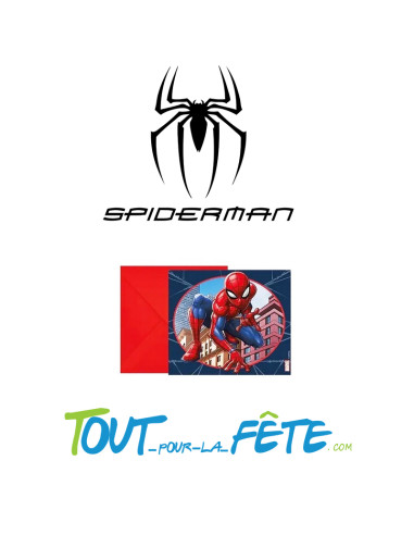 Lot de 6 invitations et enveloppes Spider-Man