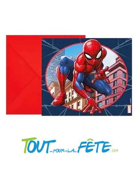 Lot de 6 invitations et enveloppes Spider-Man