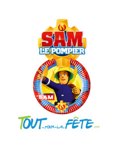 Lot de 8 assiettes en carton Sam le pompier © 2