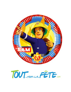 Lot de 8 assiettes en carton Sam le pompier ©