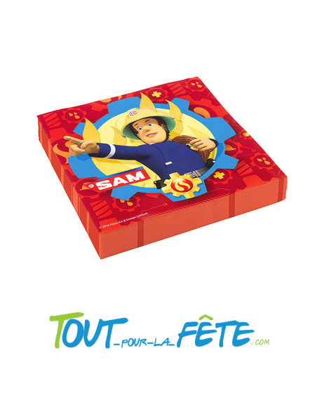 Lot de 20 serviettes en papier Sam le pompier ©