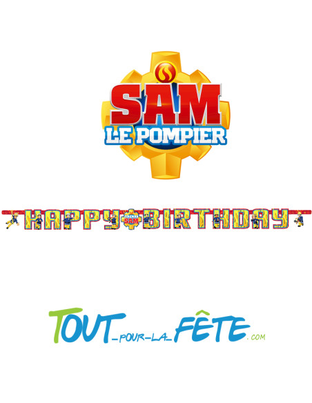 1 guirlande en carton Sam le pompier © 1.80 mètres