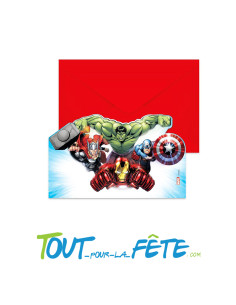 Lot de 6 invitations et enveloppes Avengers ©