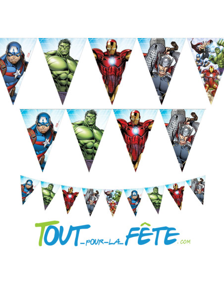 1 guirlande de fanions en plastique Avengers ©