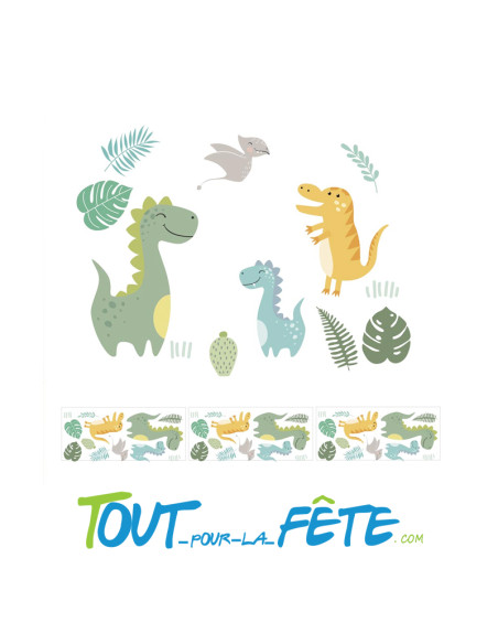 Lot de 3 planches de stickers motifs Dinosaure