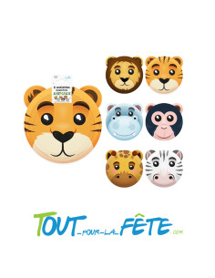 Lot de 6 assiettes assorties animaux 20 cm