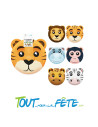 Lot de 6 assiettes assorties animaux 20 cm