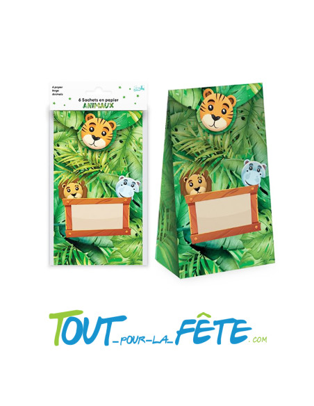 Lot de 6 sachets pour bonbons ou jouets animaux