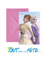 Lot de 6 cartes d'invitation + enveloppes La Reine Des Neiges ©