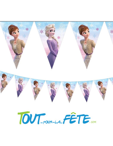 Guirlande de drapeaux en plastique La Reine Des Neiges
