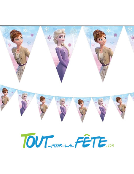Guirlande de drapeaux en plastique La Reine Des Neiges