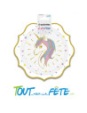 Lot de 6 assiettes licorne 20 cm
