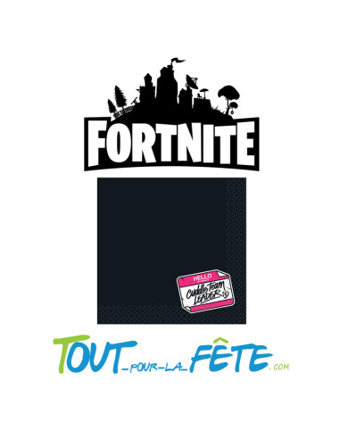 Lot de16 serviettes cocktail fortnite © epic games