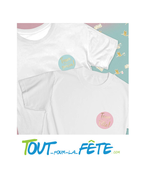 Lot de 16 Stickers T-Shirt Gender Reveal