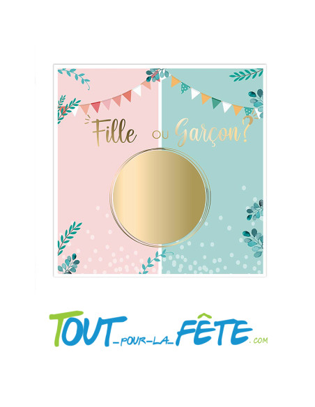 Lot de 6 Cartes de révélation "c'est une Fille"