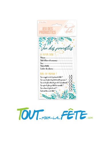 Lot de 6 cartes jeu des pronostics
