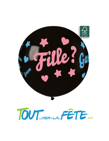 Ballon noir révélation à percer 80cm sans confettis