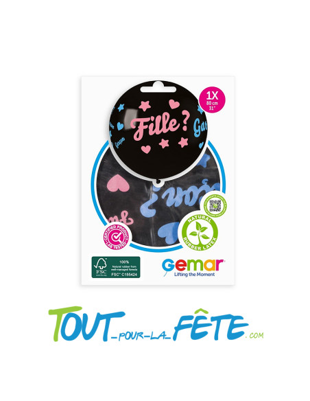Ballon noir révélation à percer 80cm sans confettis