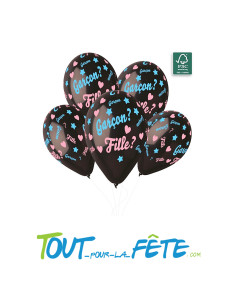 Lot de 5 Ballons Fille? Garçon? 33cm avec confettis rose et bleu