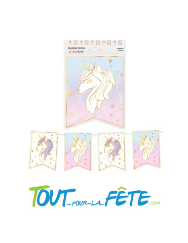Guirlande de fanion licorne 3 mètres