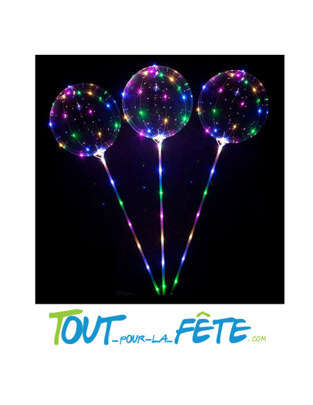 Ballon Transparent sur pied avec LED 40 cm