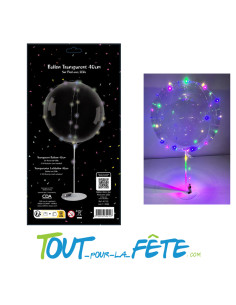 Ballon Transparent sur pied avec LED 40 cm