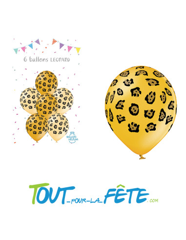Sachet de 6 Ballon à motif Léopard 30cm