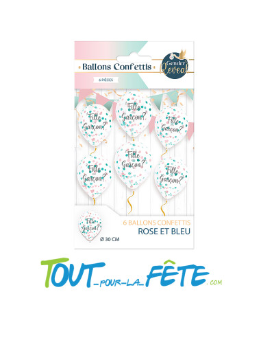 Lot de 6 Ballons transparent "Fille ou Garçon?"