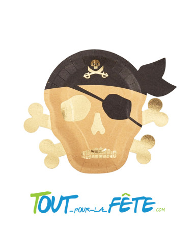 Lot de 8 assiettes pirate 27x22 cm