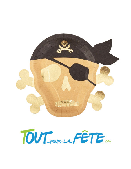 Lot de 8 assiettes pirate 27x22 cm